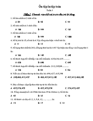 Ôn tập môn Toán Lớp 3 - Chương trình cả năm